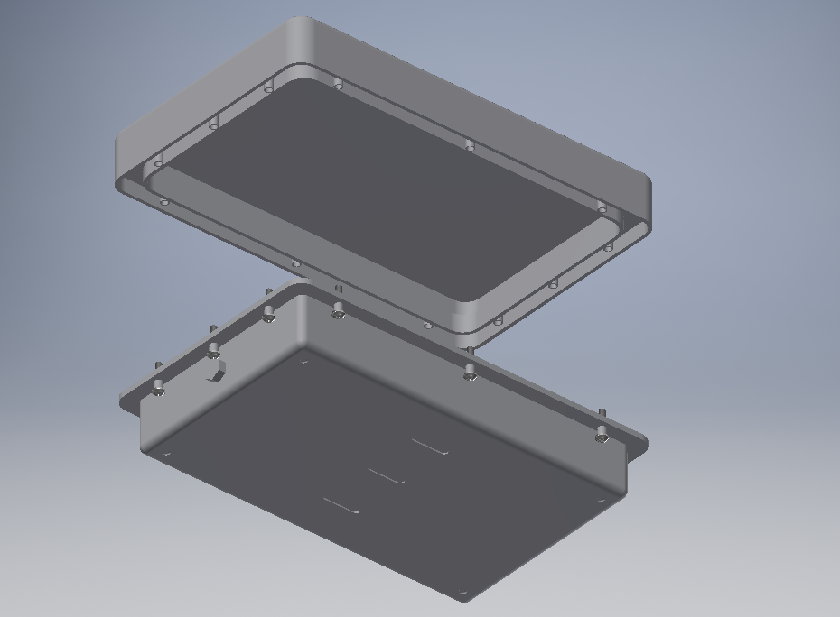 Improved PCB enclosure alternate view showing underside and closure details